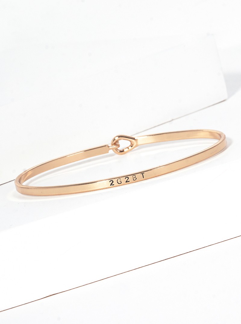 2G2BT Engraved Brass Bangle, Gold, Rose Gold or Silver Tone, 0.2in