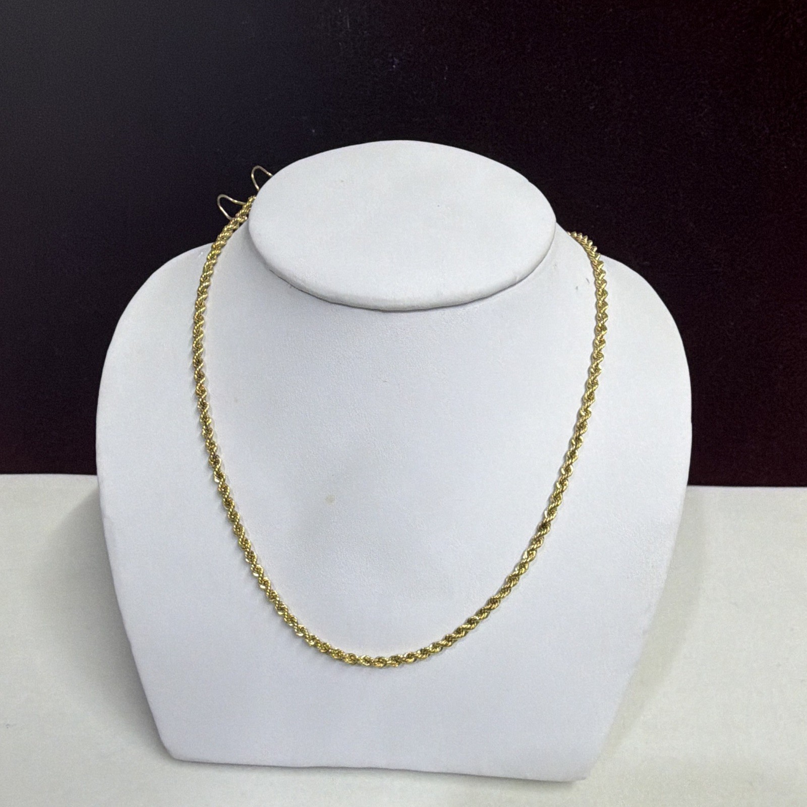 10K Gold Tone Rope Chain Necklace, 18 in, 2.74 mm, 4.5 grams