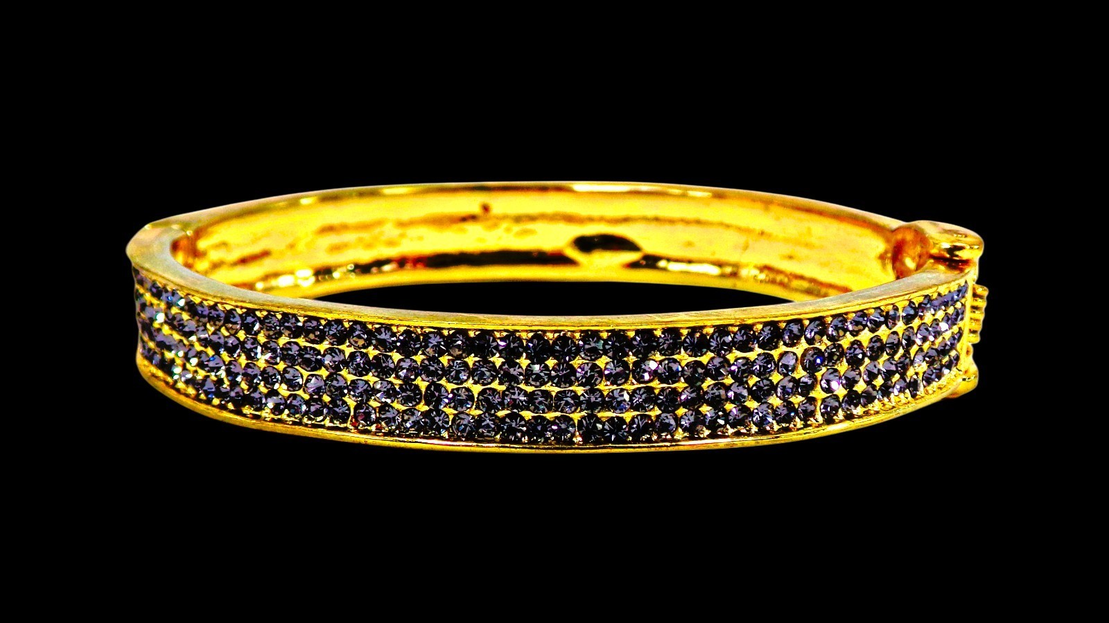 Purple pave crystal bangle bracelet, expands open, crystal on both sides NEW