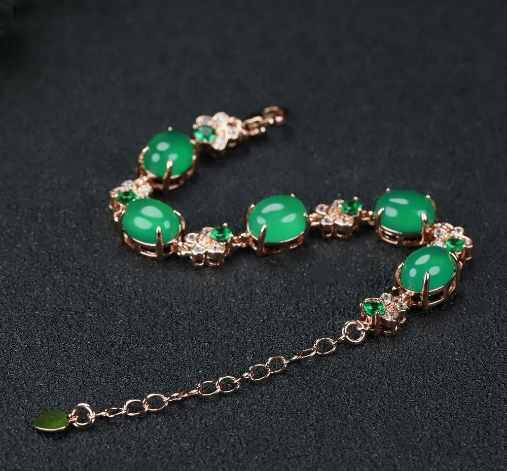 Girl Grandma Mothers Lady Women Green Jade Beads Bracelet Jewelry Gift Box DD304