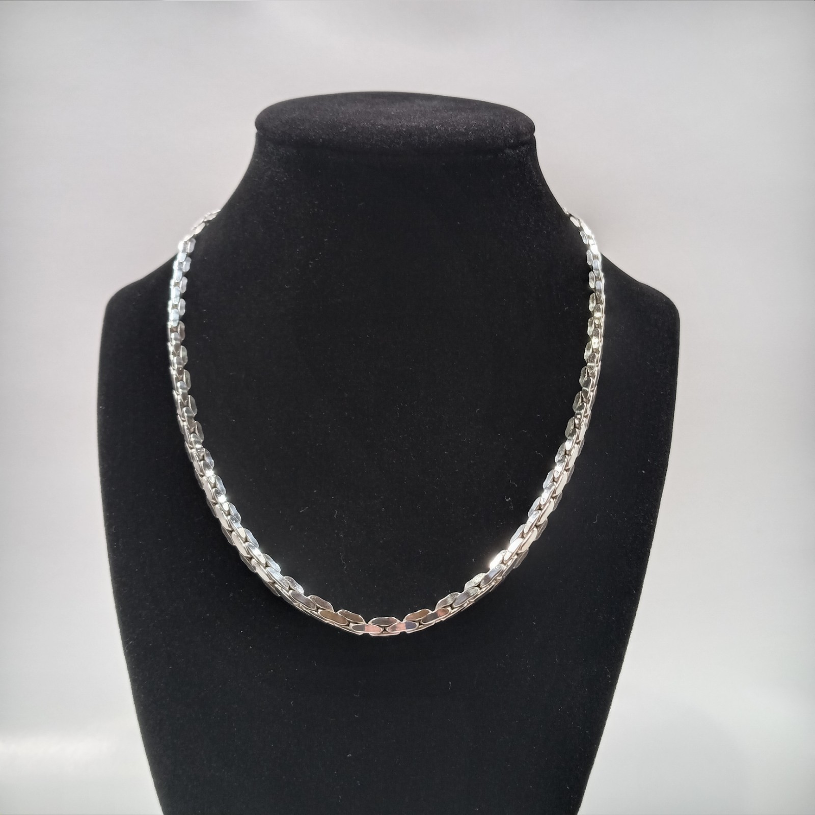 Sterling Silver 925 S Link 3-D Necklace 17.5″ Heavy