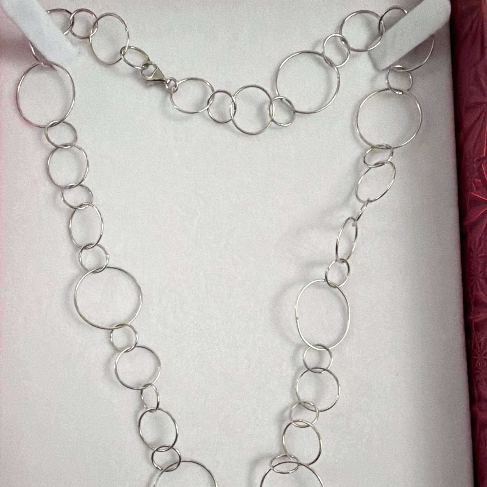 925 Silver Open Circle Link Chain Necklace, Lobster Clasp, 6.7g