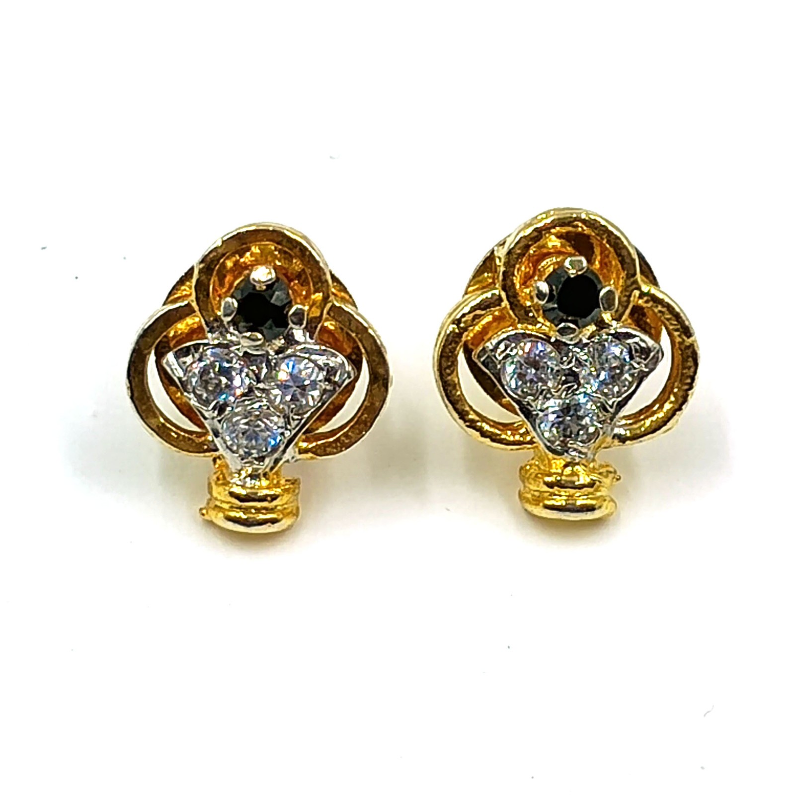 22k Gold Plated CZ Stud Earrings Handmade Traditional South Indian Jewelry