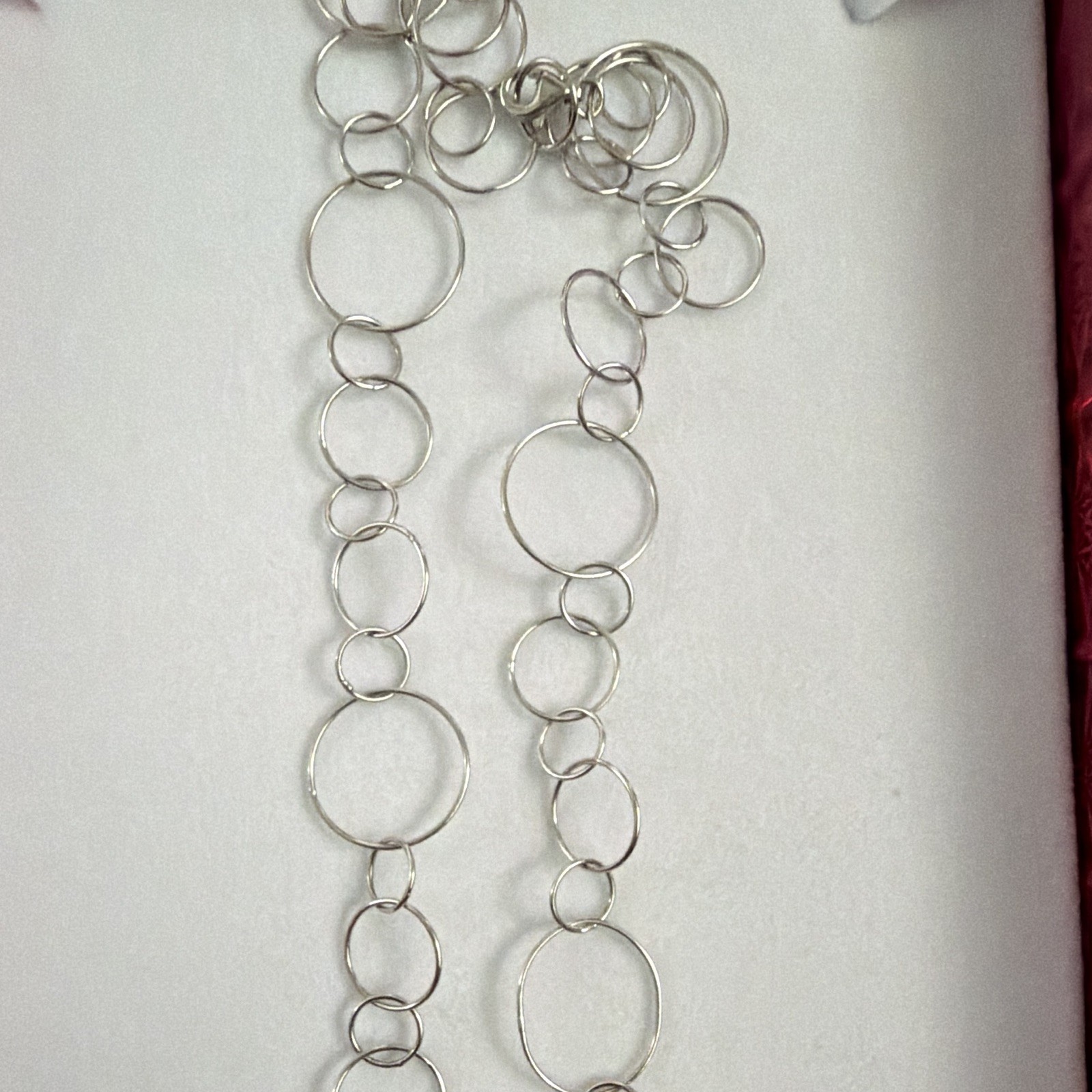 925 Silver Open Circle Link Chain Necklace, Lobster Clasp, 6.7g
