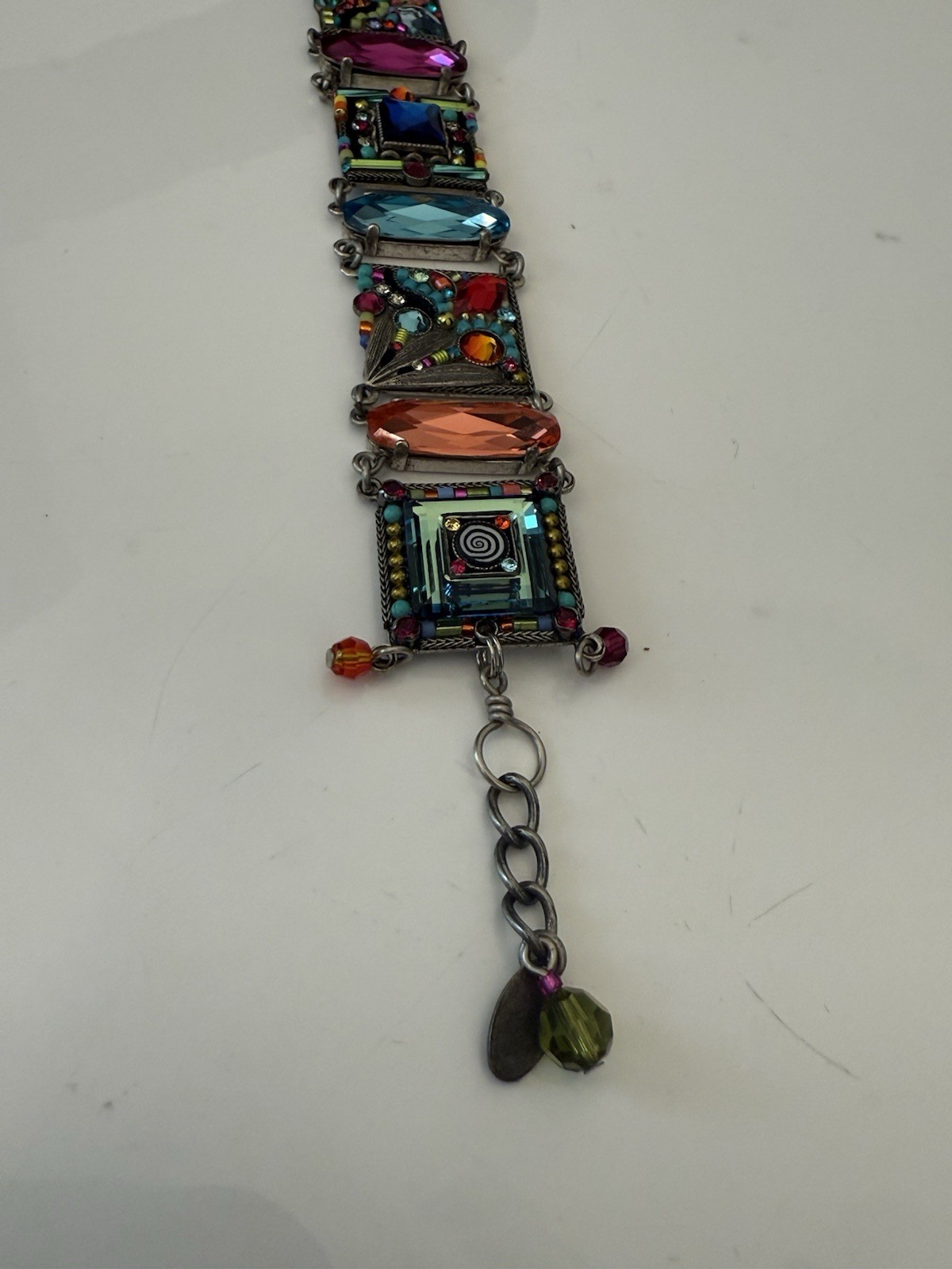 7-8″ Adjustable Crystal & Bead Mosaic FIREFLY Bracelet Stunning Color and Shine