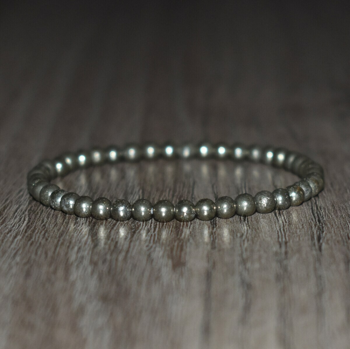 Natural 4mm Pyrite Stone Bracelet Gemstone Stretch Healing Crystal Bracelet