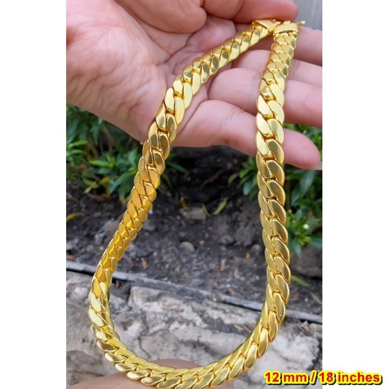 B9 Bracelet 24k Gold Plated Men Women Jewelry Gem Yellow wide 12mm. long 18″