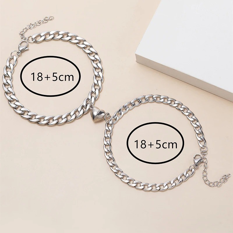 Magnetic Couple Bracelets Heart Attraction Matching Stainless Steel Gift Set