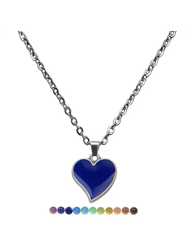 Mood Necklaces Peach Heart Love Pendant Necklace Temperature Control Color…