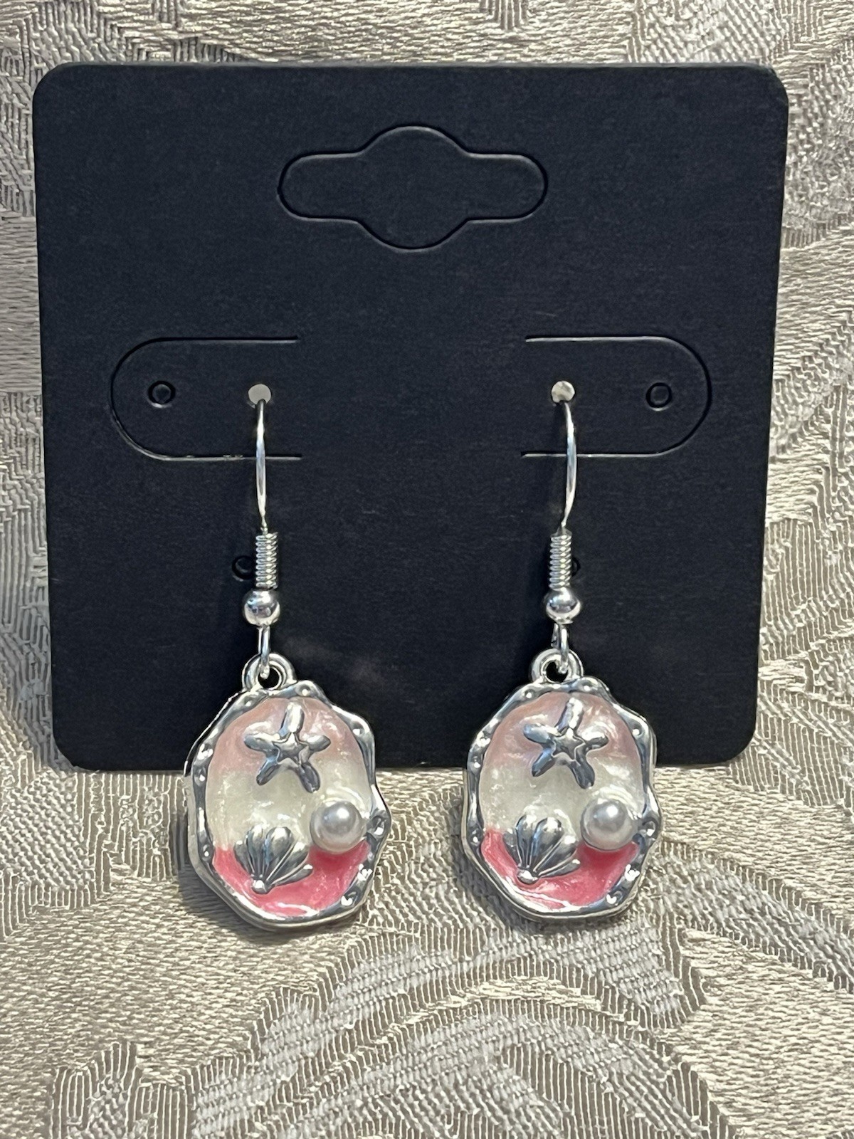 Vintage Beach Summer Sea Life Silver Enamel Dangle Bohemian Fashion Earrings