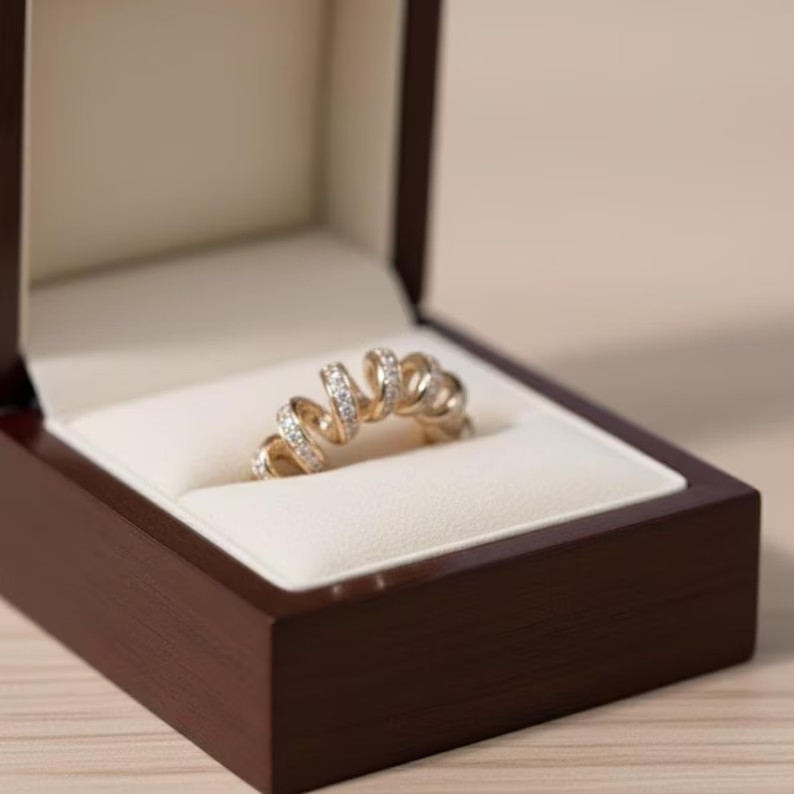 2.97 Ct Round Simulated Diamond Spring Style Wedding Ring 14k Yellow Gold Plated