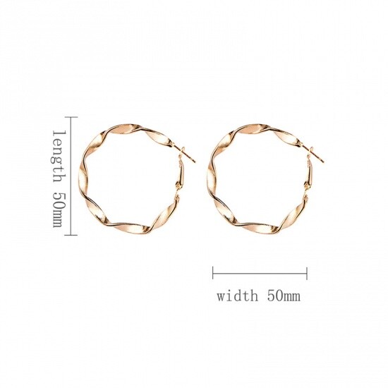 1 Pair Gold Plated Stainless Steel Twisted Hoop Earrings 42mm 50mm ,60mm dia