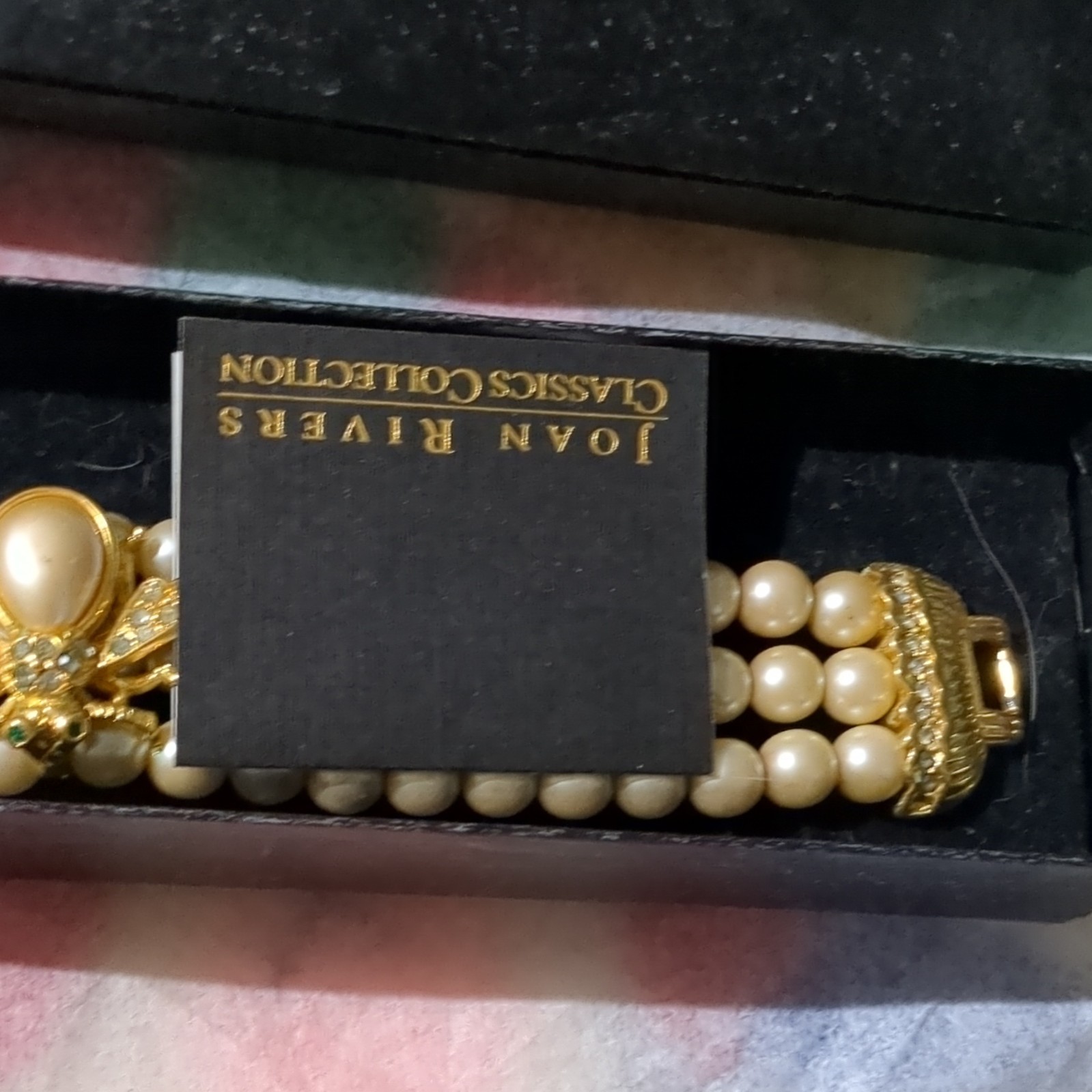 Joan Rivers Multi-Row Faux Pearl Beaded Bee Charm Bracelet, Gold Tone, Ivory