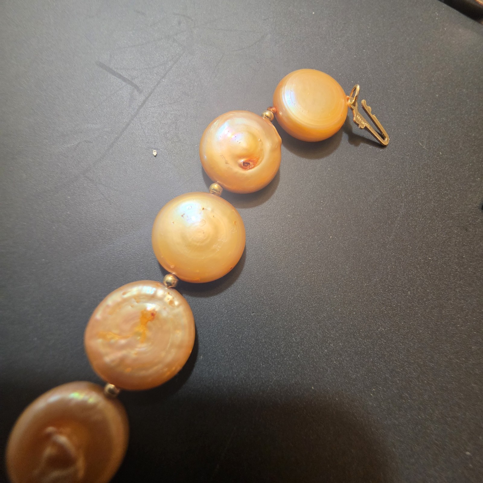 vintage 19in 14k/ freshwater coin pearl necklace