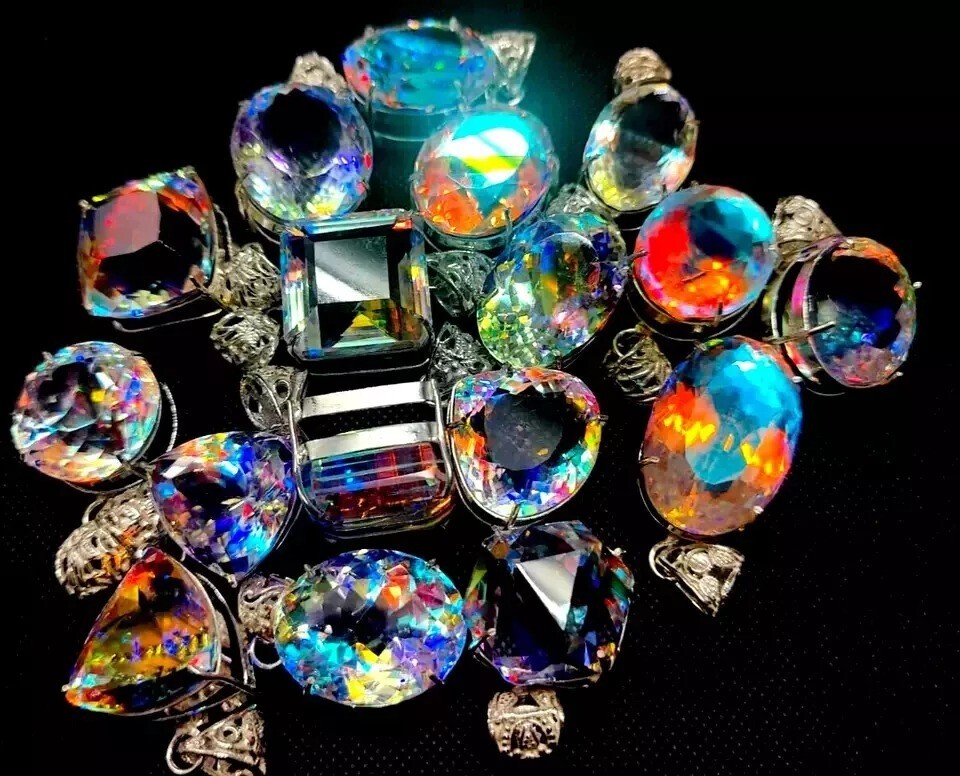 500 Ct Natural Rare Mystic Multi Color 925 Solid Silver Pendant Lot Gemstone
