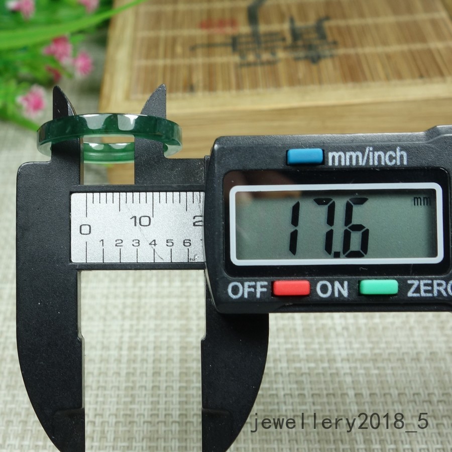 2Pcs Certified Green 100% Natural A jadeite Jade Ring 细条 戒指 指环 USA.6.5#-7.5#