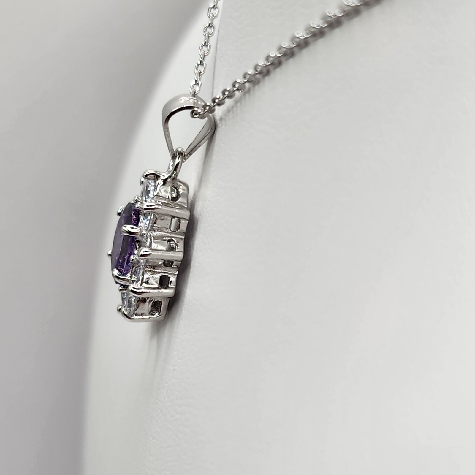925 NEW Sterling Silver Pendant &Earrings Set Created Alexandrite &CZ