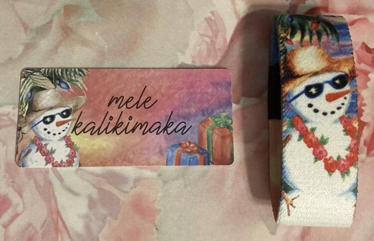 Zox Mele Kalikimaka Wrist Band Strap And Card. Snowman Themed. Size Small