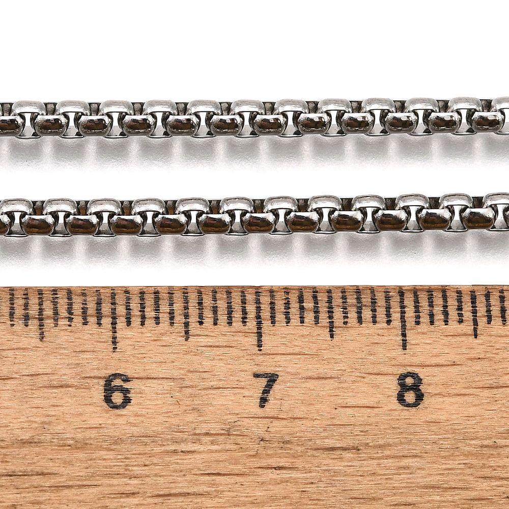 Chain Necklace Stainless Steel Box Chain Silver 23.6 in N136