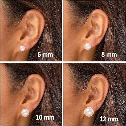 Elegant 925 Sterling Silver Round Pearl Earrings Cubic Zirconia Women Jewelry US
