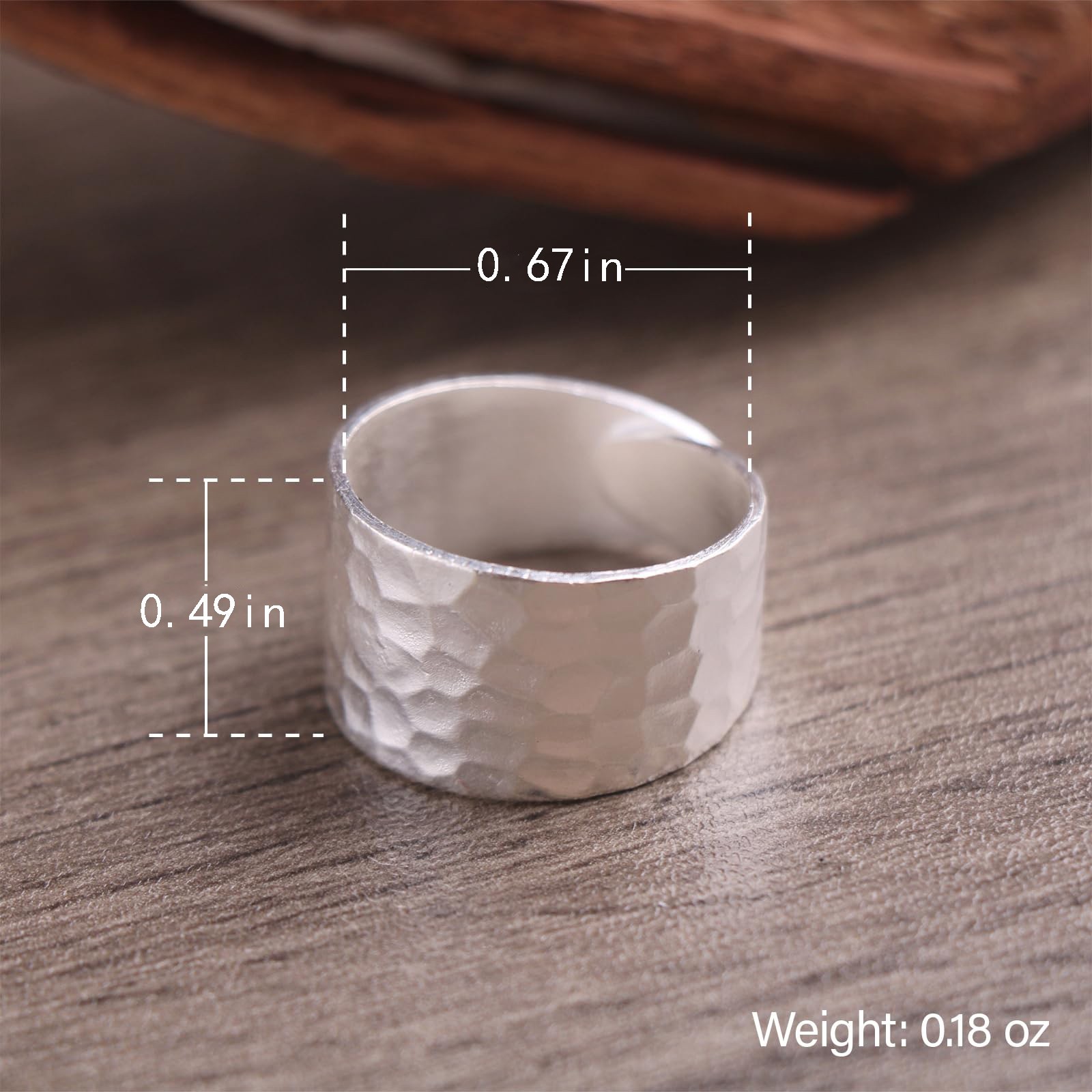 925 sterling silver wide ring, handcrafted, retro Bohemian style