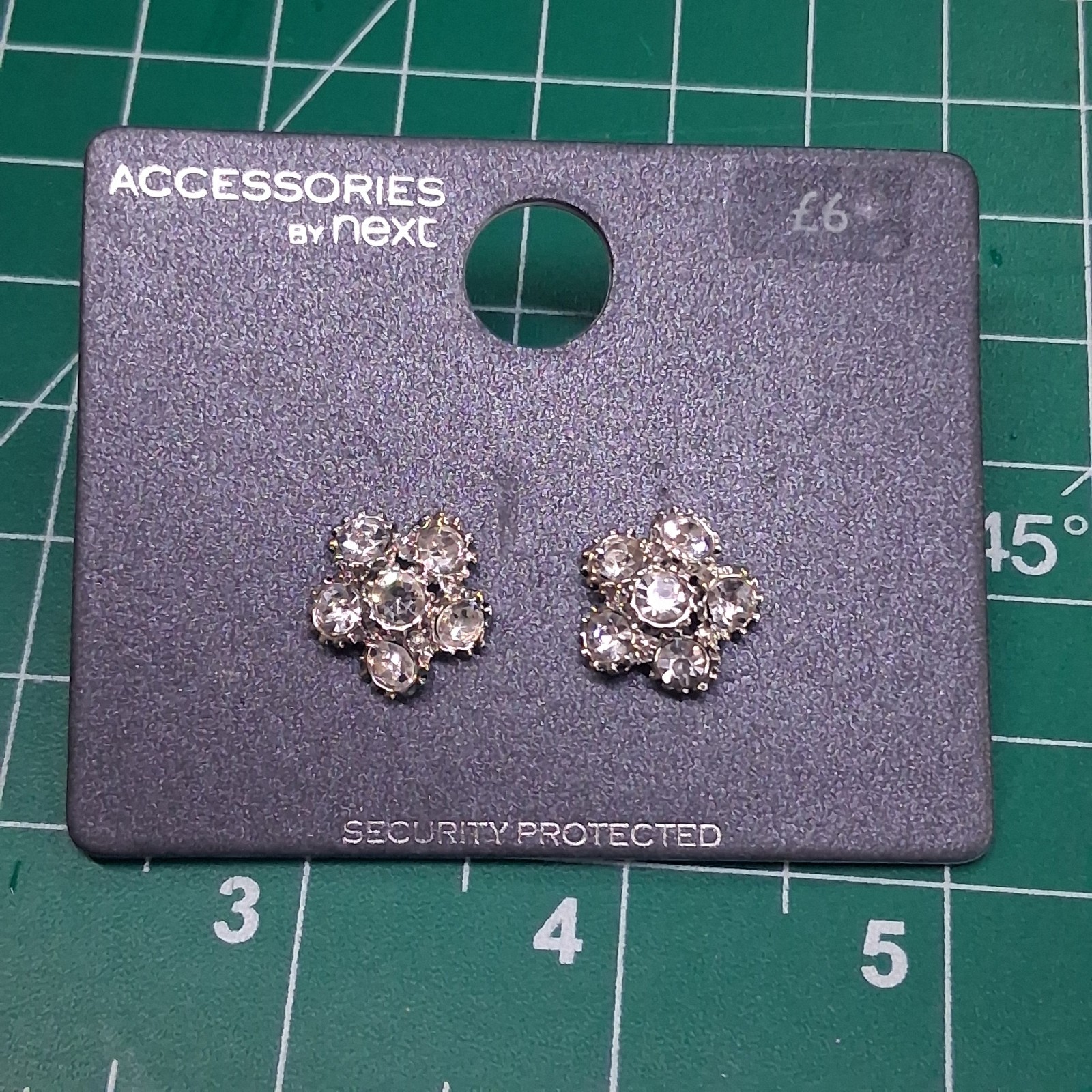 Accessories by Next 6 CZ Cluster Silver Tone Stud Earrings