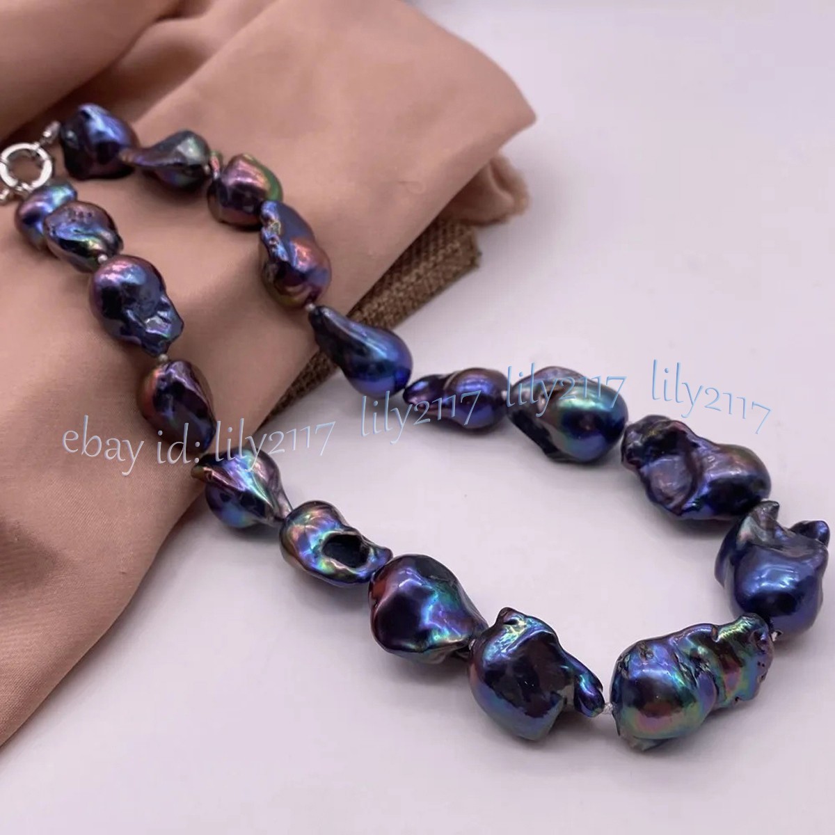 Good Quality Natural Luster Genuine South Sea Black Keshi Baroque Pearl Necklace