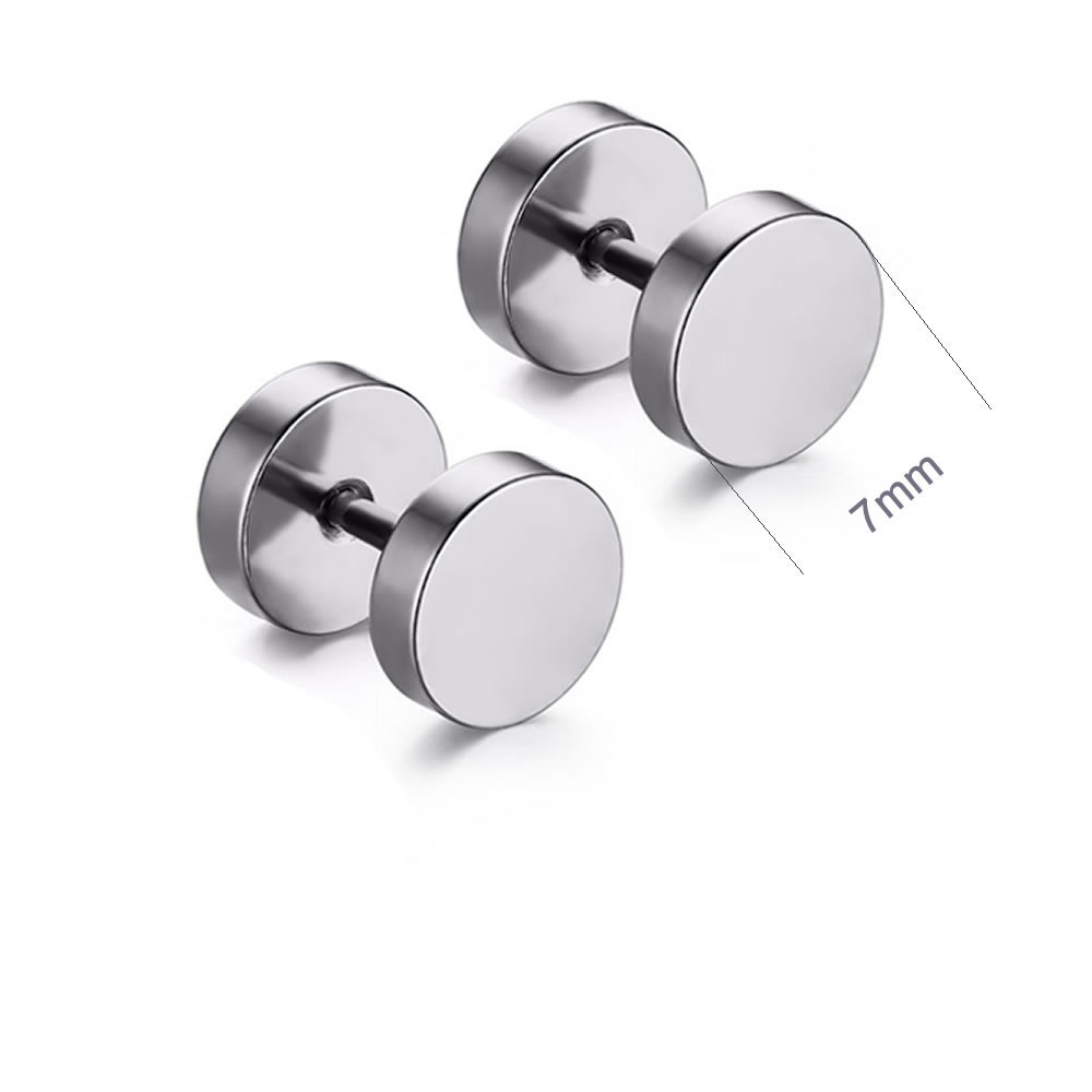Set of 4 Stainless Steel Mens Womens Stud Earrings Ear Plugs Tunnel