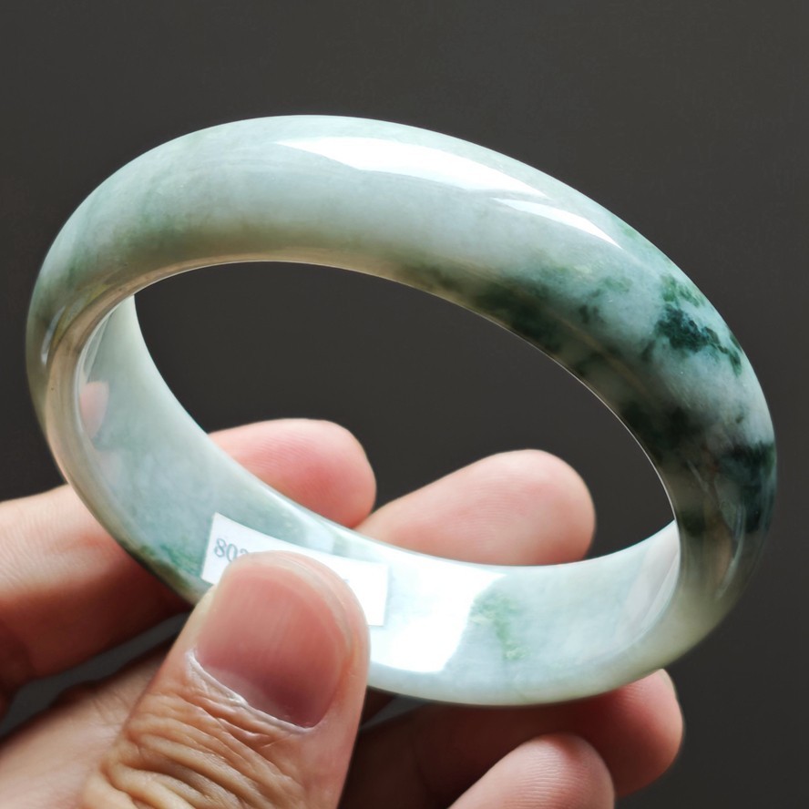 59mm Certification Grade A Green Burma Natural Jadeite Jade Bracelet Bangle 8647