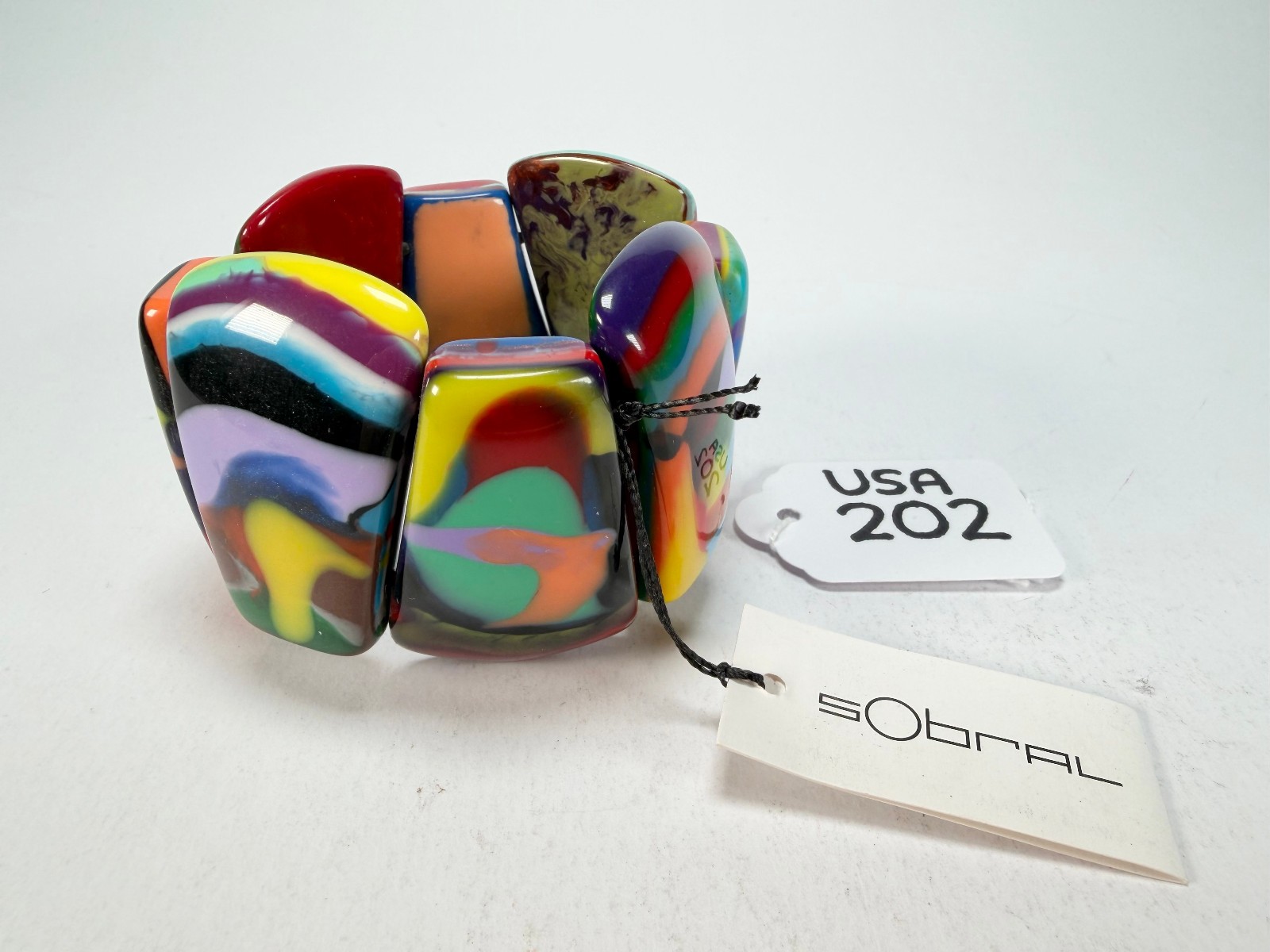 Sobral – Multi-Colour “Rimla” K Elasticated Resin Bracelet ( 004498 )