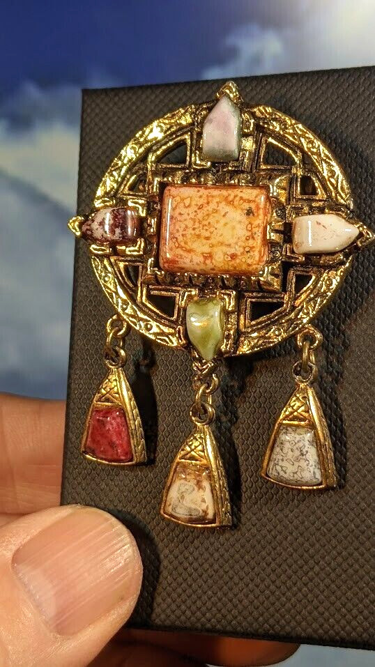 Vintage Celtic Knotwork Dangle Brooch, in Gift Box. 62mm x 45mm