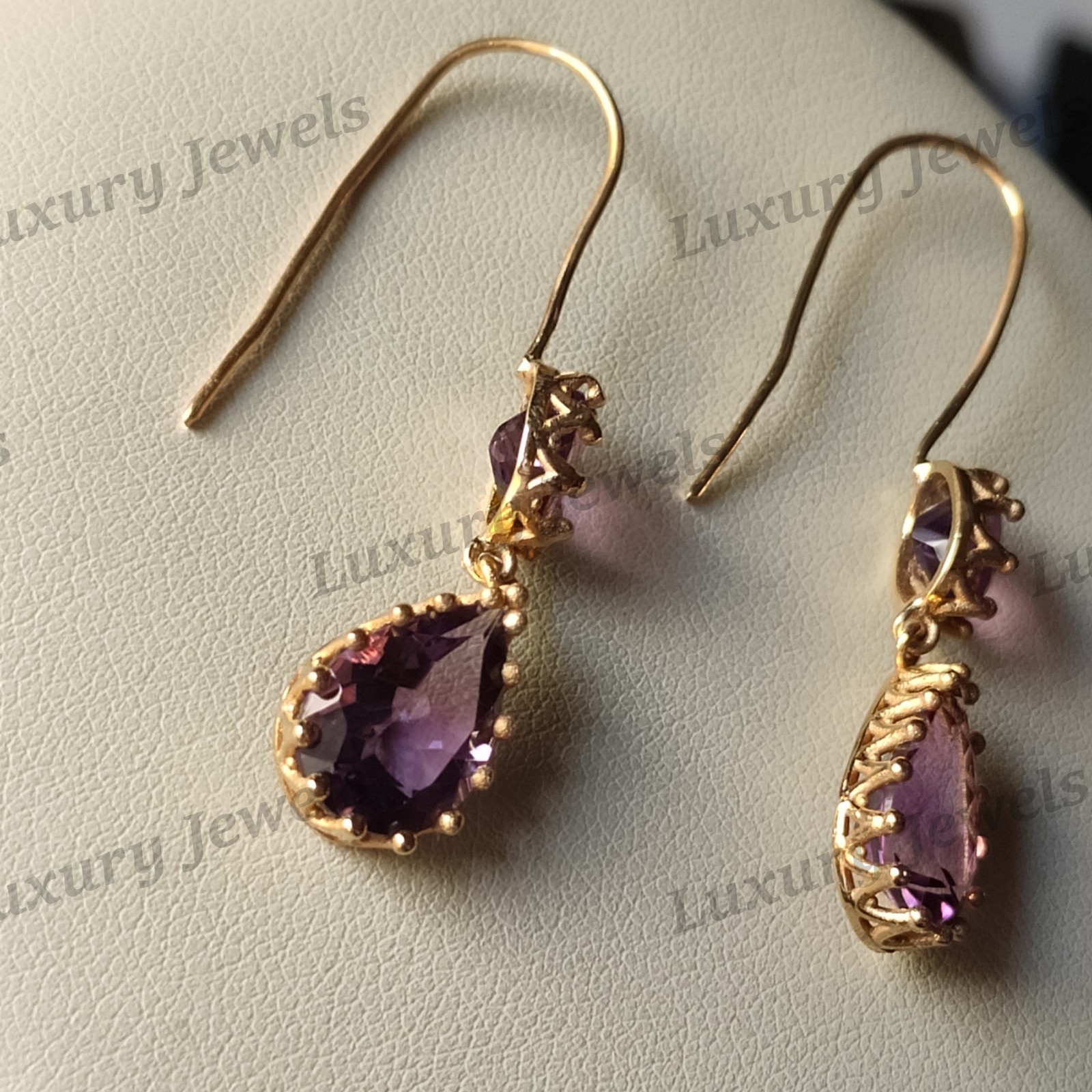 Handmade Amethyst 925 Sterling Silver Stud Earrings Fine Jewelry Women