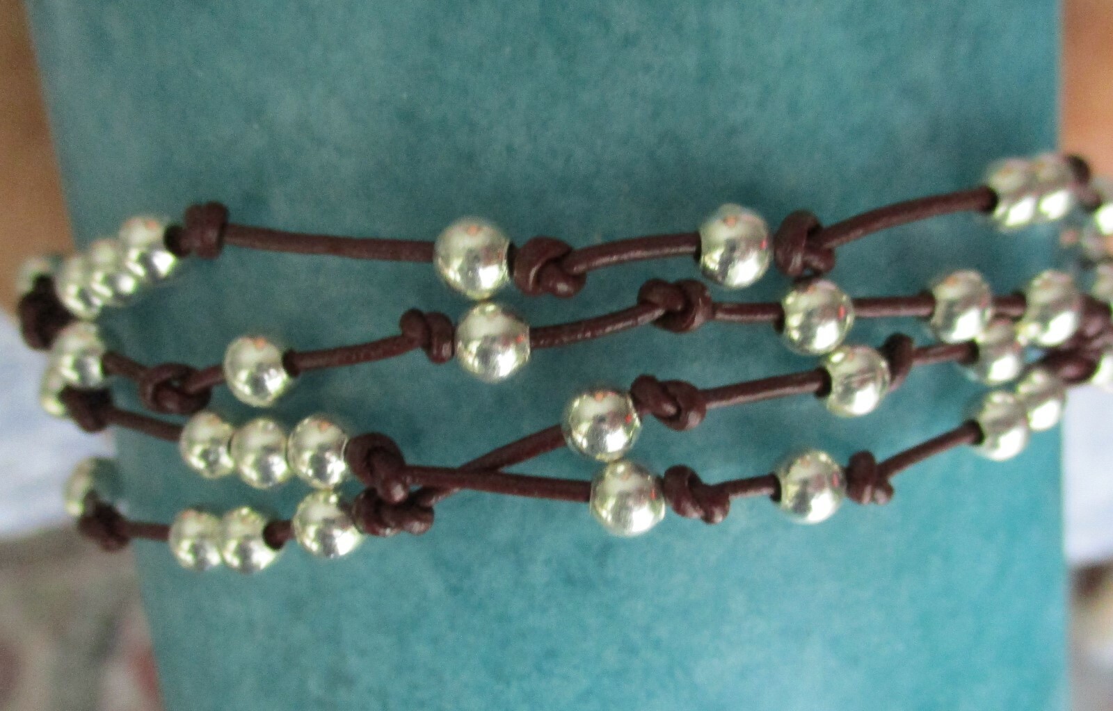 Sterling Silver & Leather Cord Bracelet. Hand Made!  Fits all wrists