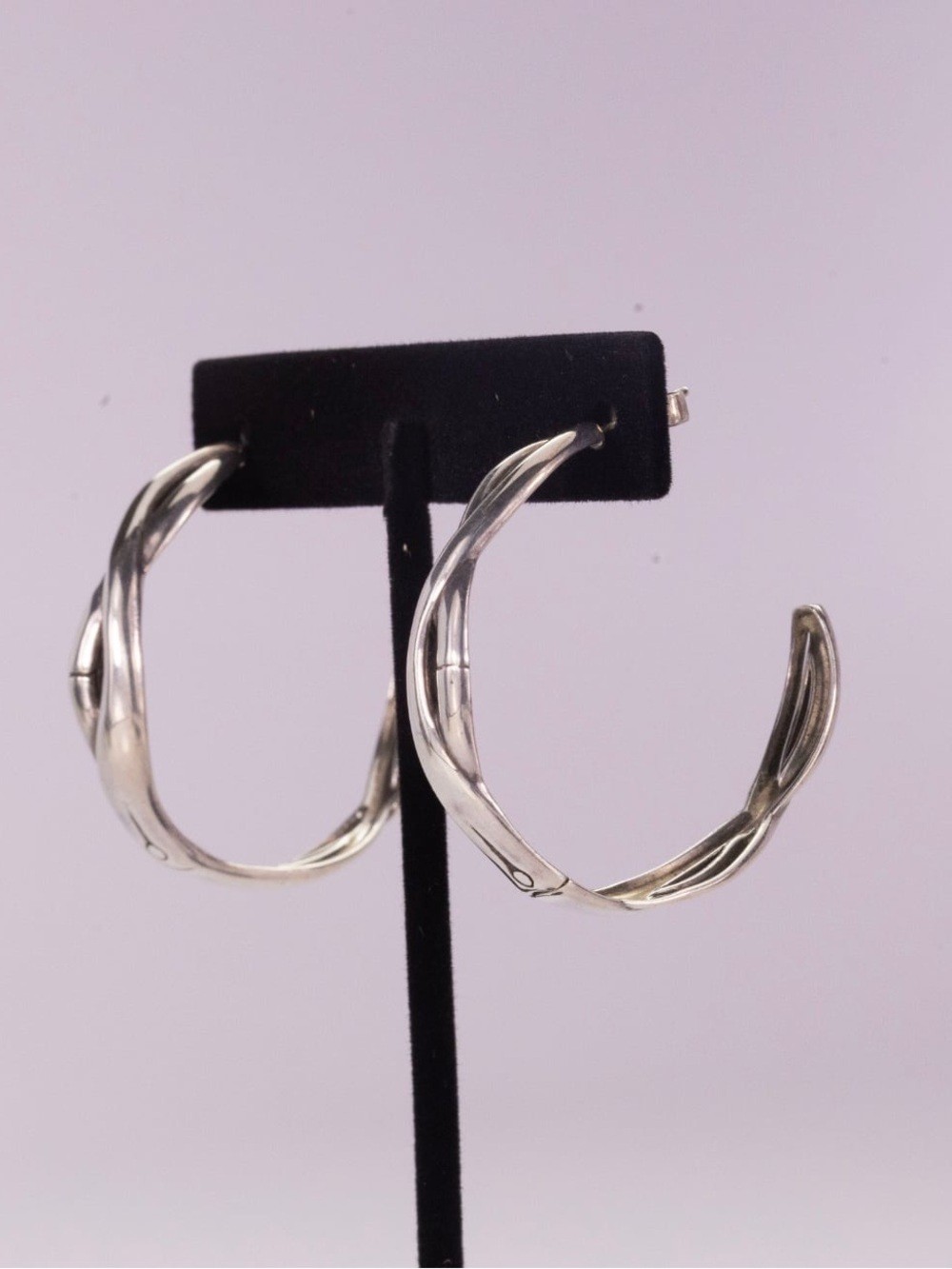 John Hardy Bamboo 1.5” Hoop Earrings Sterling Silver