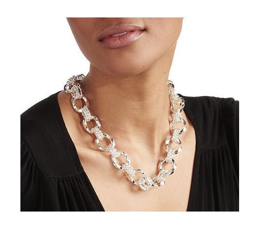 Bold Twisted Multi Oval Link Chain Necklace Real Sterling Silver 925 54gr