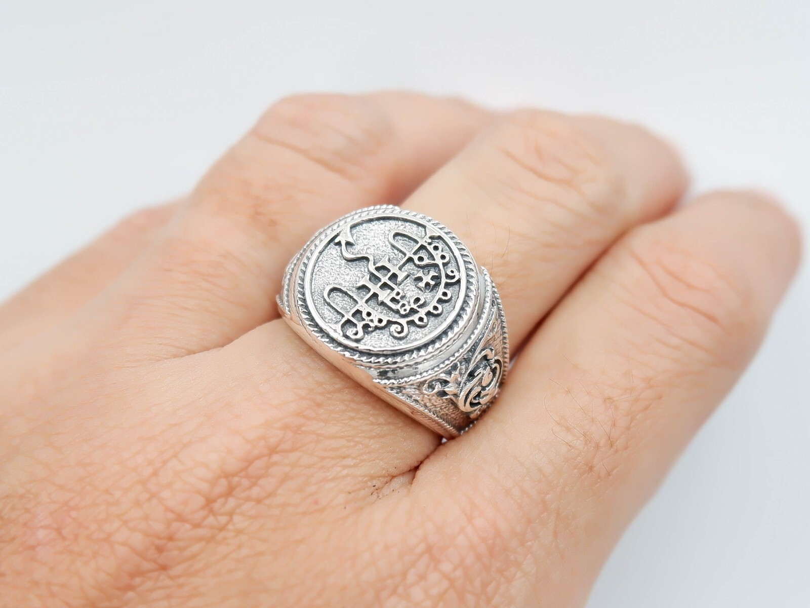 925 Sterling Silver Sigil of Asmodeus Ring Seal of Solomon Jewelry
