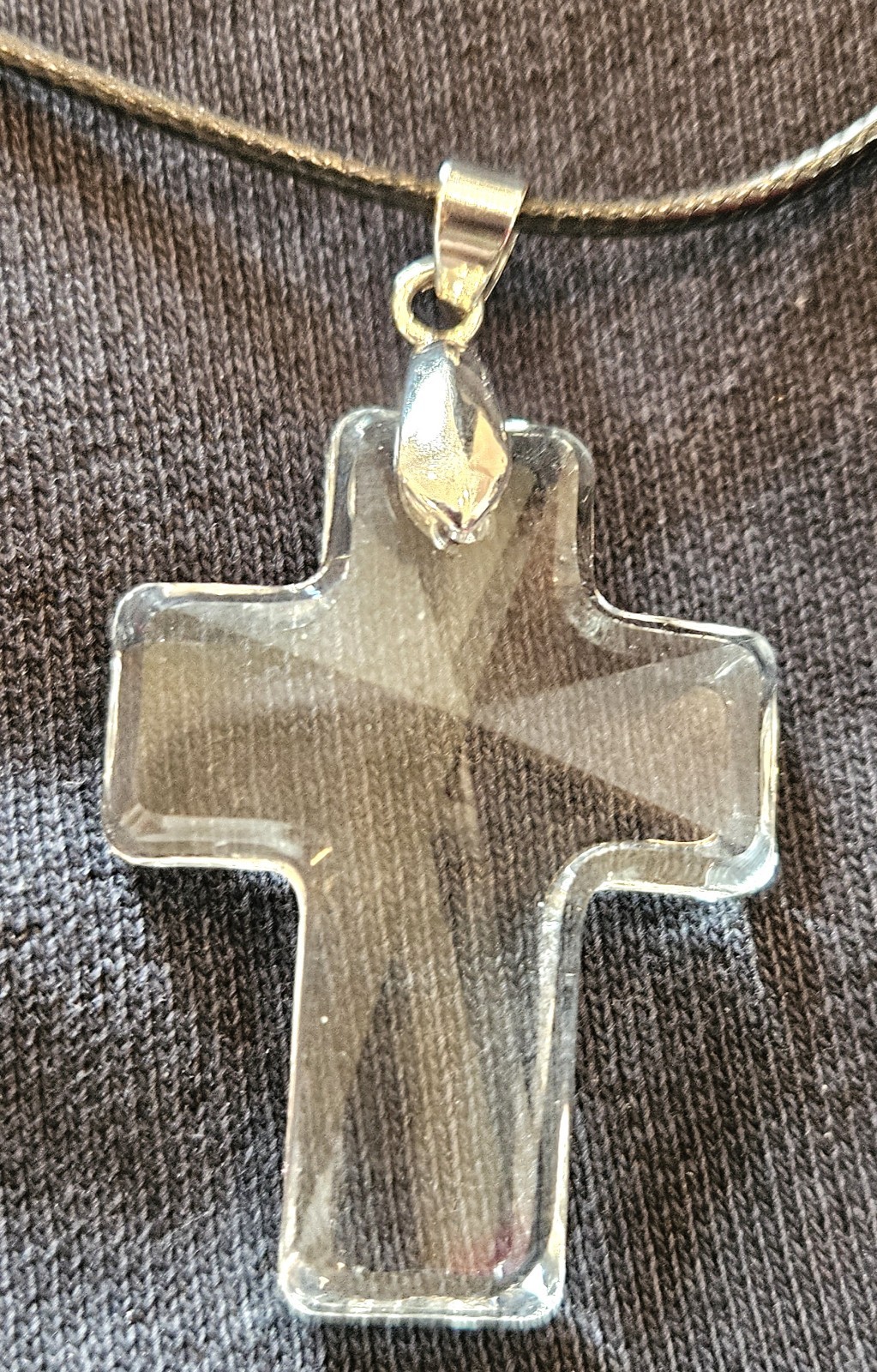 CROSS GLASS CRYSTAL FACETED PENDANT NECKLACE ADJUSTABLE CHRISTIAN JESUS GOD LORD