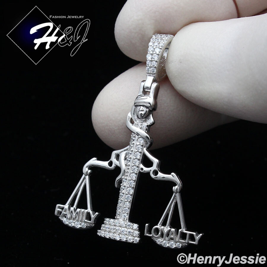 925 STERLING SILVER ICY BLING CZ GOLD PLATED/SILVER “FAMILY”LOYALTY” PENDANT*347