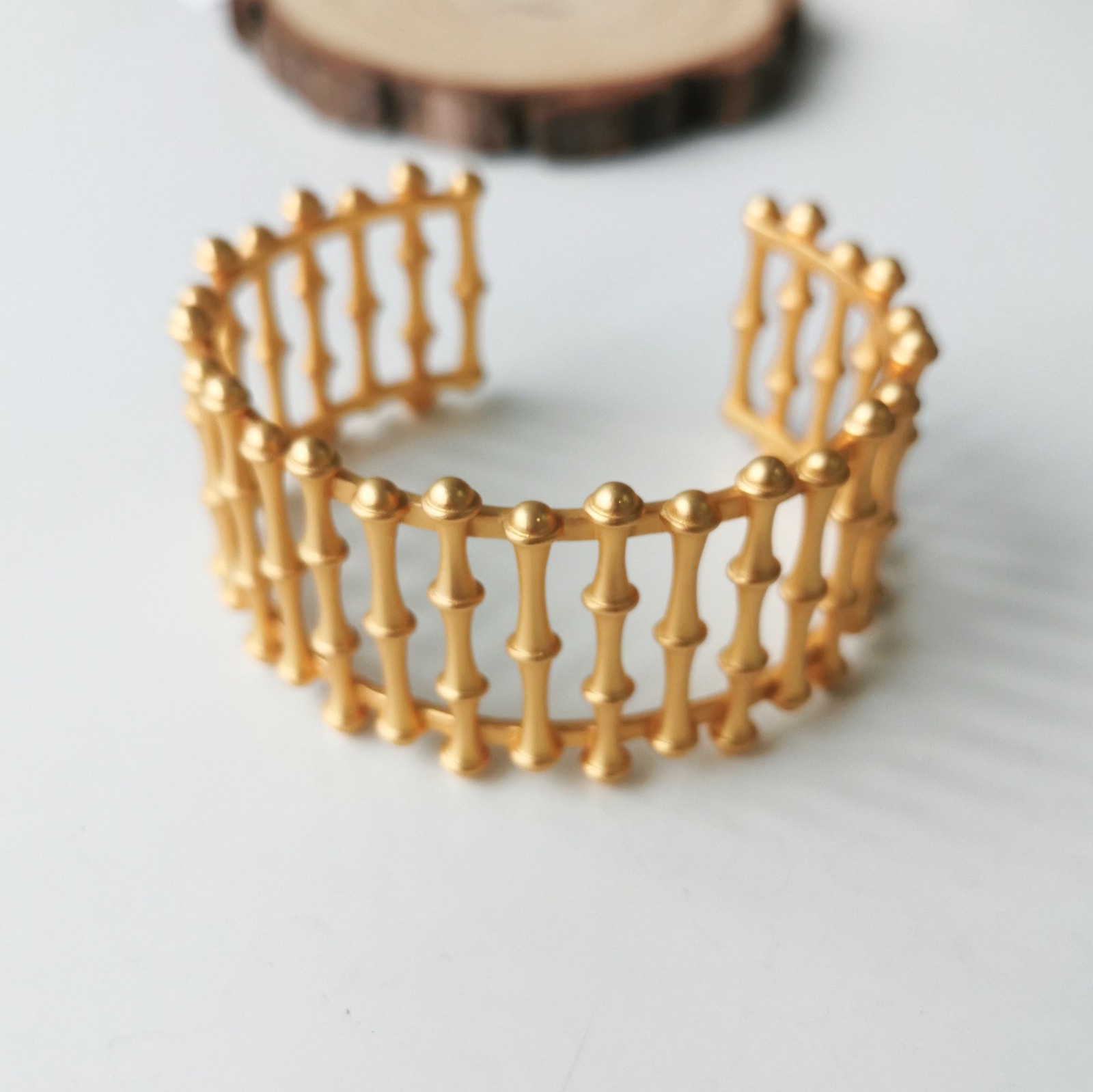 Julie Vos Bamboo Cuff Bracelet in Gold Authentic