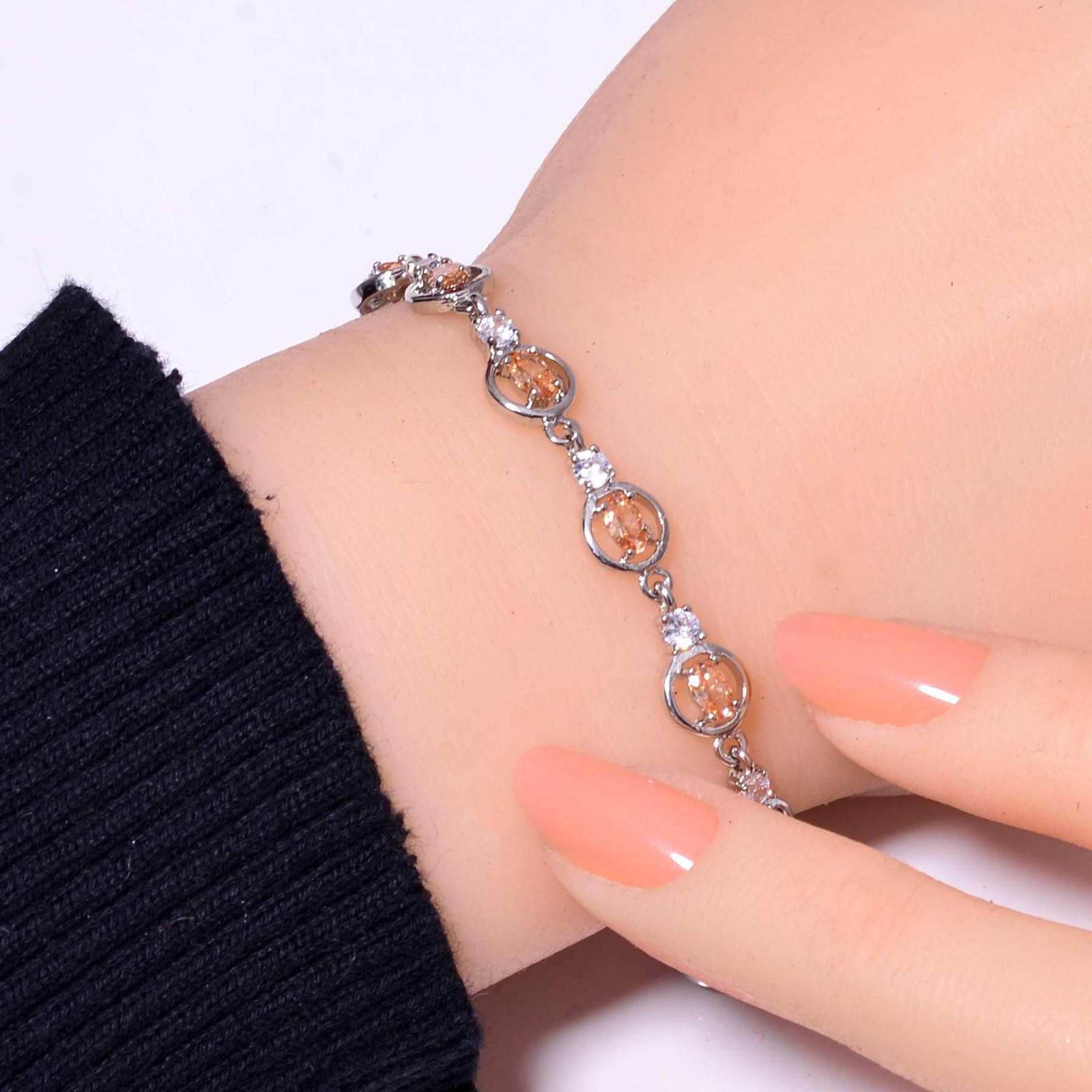 Morganite 925 Sterling Silver Tennis Bracelet 8.99″, Christmas Gift B69533