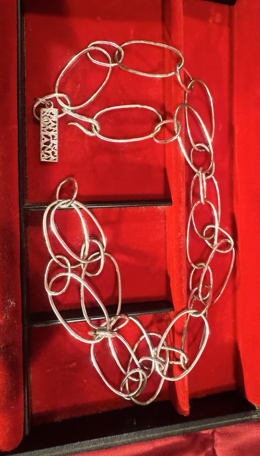 “Vintage Francesca Romana Silver Tone, Oval Link Statement Necklace”