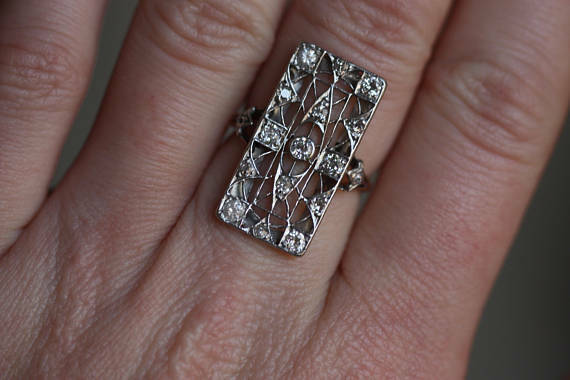 Art Deco Anniversary Women’s Ring With 0.35CT Simulated Sapphire In 935 Silver