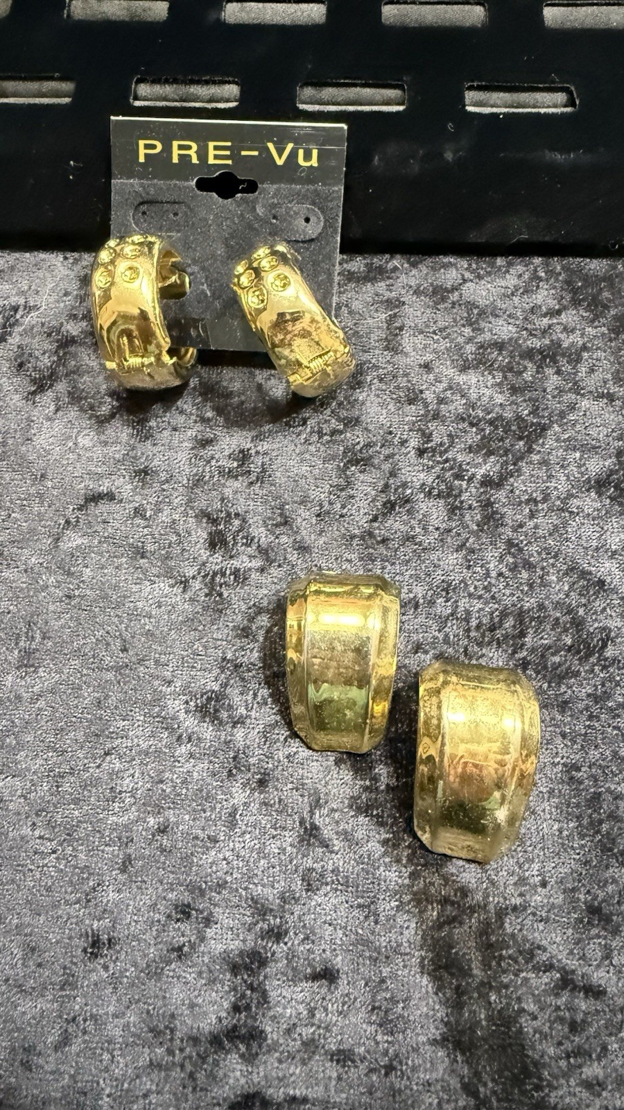Set Of Two Fashion Clip On Earrings Gold Toned Stud And Hoop