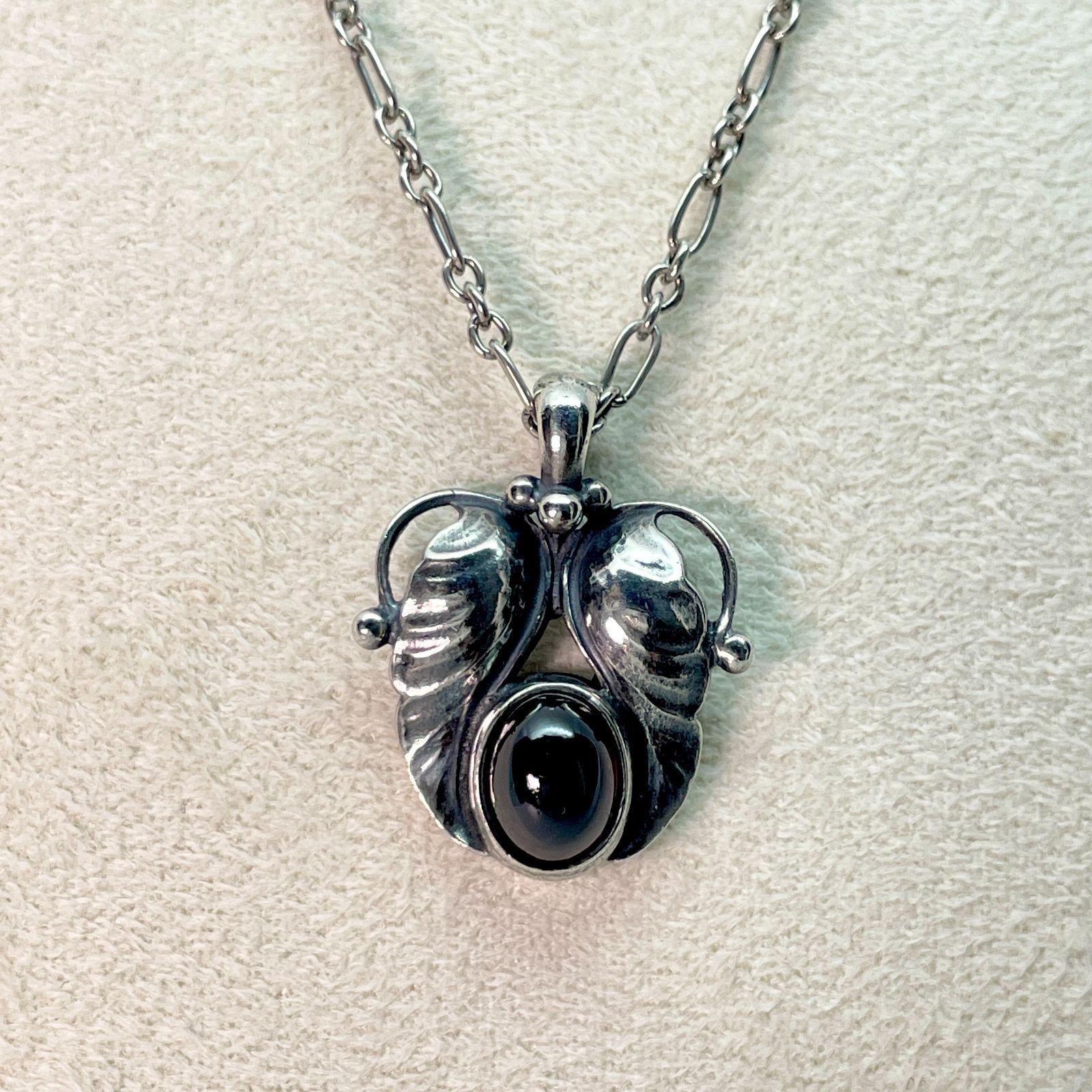 Georg Jensen 1995 Year Pendant Garnet Necklace Sterling Silver 925 S Denmark