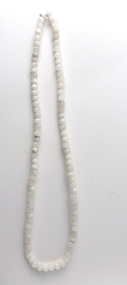 NECKLACE – NATURAL WHITE STONE / SWIRLING GRAY BEADED 17″ NECKLACE