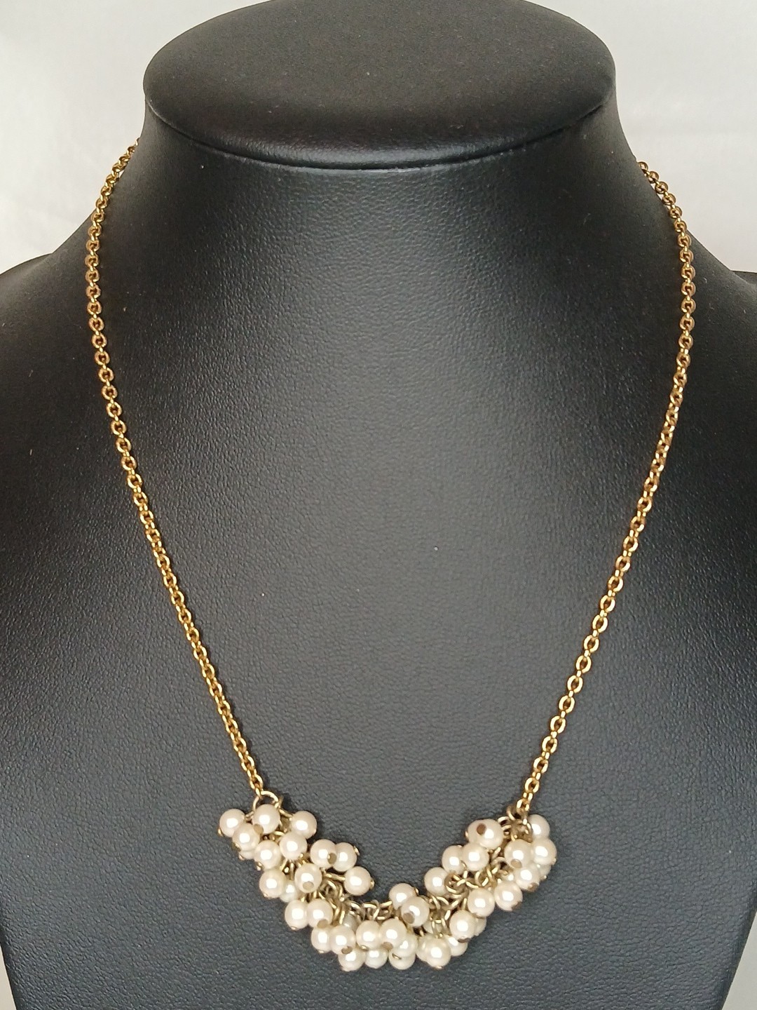 Gold Plated Brass Necklace With Cluster Seed Pearls Bridal Necklace 9.3 Grams