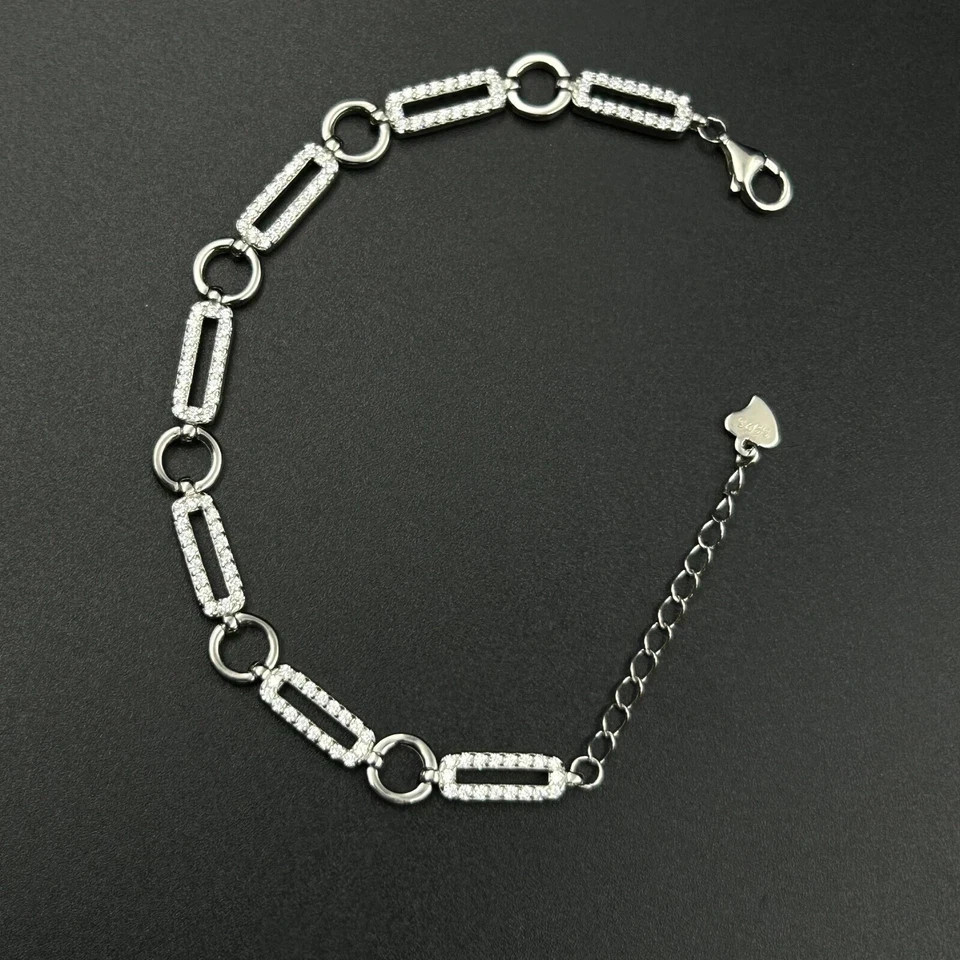 5 Ct Round Simulated Diamond 925 White Sterling Silver Women Tennis Bracelet