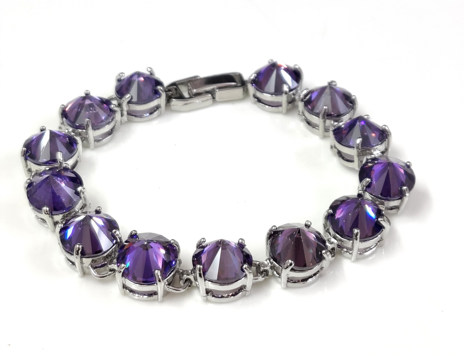 Amethyst Quartz Round Cut Show Stopper Handmade Jewelry Bracelet 7″