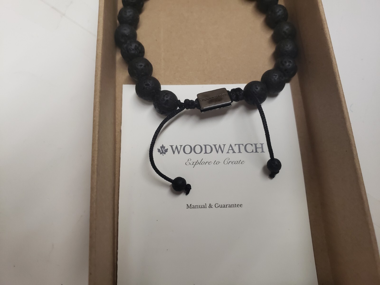 WoodWatch Cotton Beaded Rope Black/Brown Rosewood Agate Bracelet