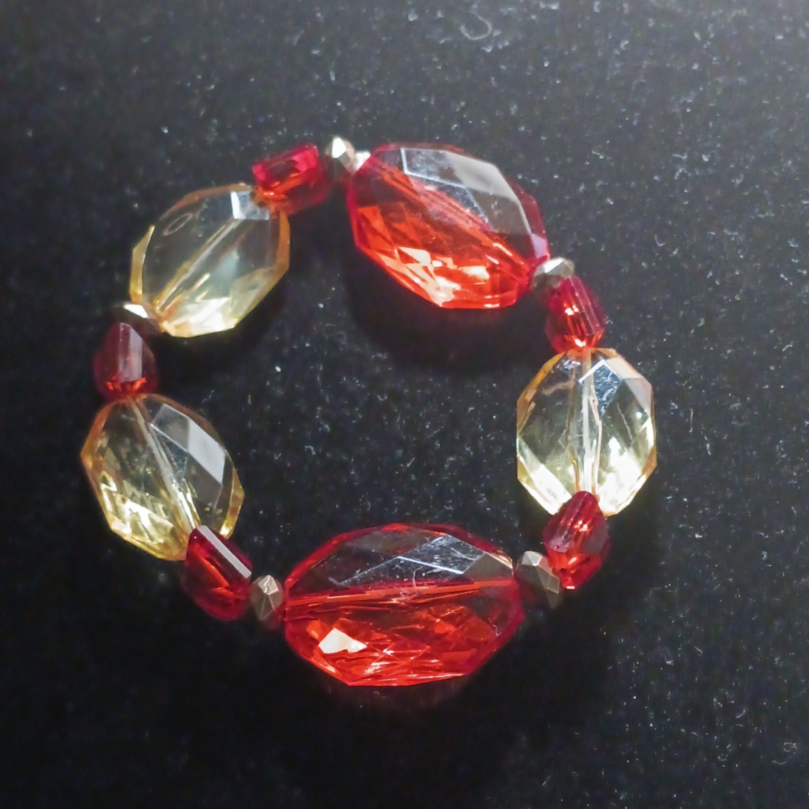Lot of 4 Multicolor, Mixed Shape Acrylic & Plastic Beaded Stretch Bracelets